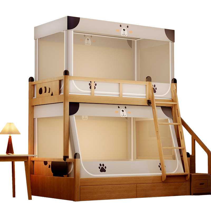 2023新款子母床蚊帐儿童防摔1.2m梯形家用上下铺90双层高低床纹帐,床上用品,蚊帐,淘宝优惠券,粉丝福利购,淘宝优惠卷