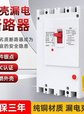 漏电断路器DZ20LE-160A250A400A630A三相漏电保护器4P铜件银点
