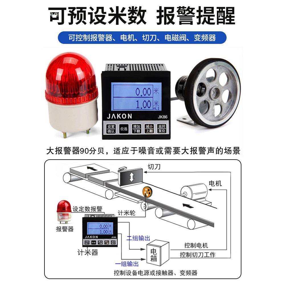计米器滚轮式高精度电子数显中文JK86长度记米器编码器控制封边机