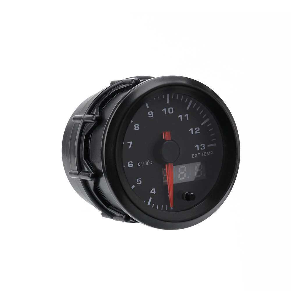 汽车改装尾气温度表通用12V52mm 指针数显液晶双显七彩尾气温度表