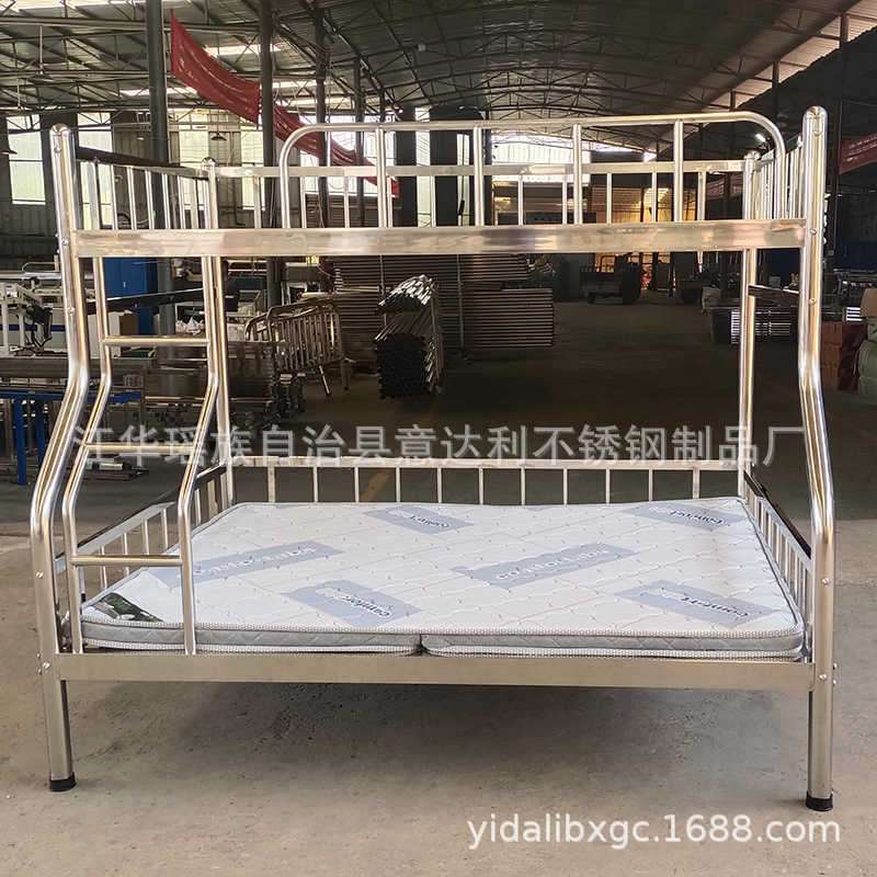 不锈钢床子母床304上下铺简约双人床双层高低床架加粗加厚耐用