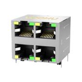 rj45网口DIP 2x2四口带灯百兆集成RJ45 卧式 SYT22B085AB1A4D06