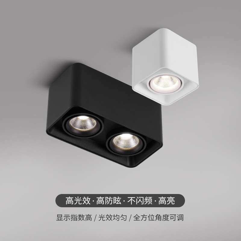 无主灯明装射灯双头筒灯led天花灯家用客厅三色变光智能调光调色