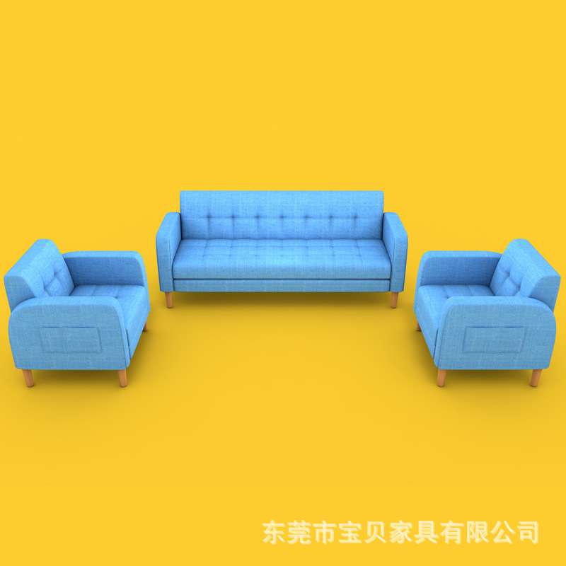 蓝色儿童小沙发加 工厂青少年成人沙发组合沙发布艺婴童沙发套装