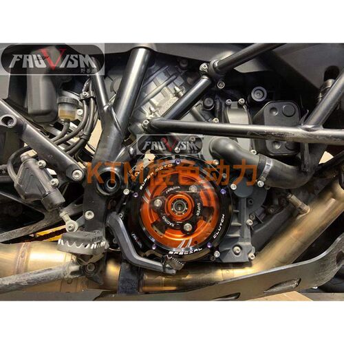 KTM 1290 Super Duke R GT ADV 改装黑橙透明离合边盖 链条压盘