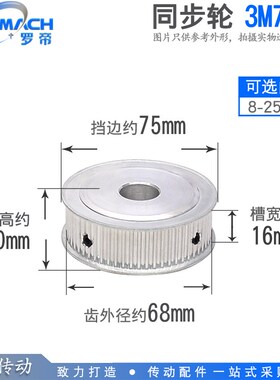 同步轮3M72齿 3M72T 槽宽16 AF型 两面平同步皮带轮 内孔6-20mm