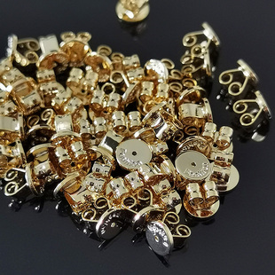 耳环后塞防丢蝴蝶扣耳堵18K金防掉耳钉后面的耳塞小飞盘飞碟耳迫