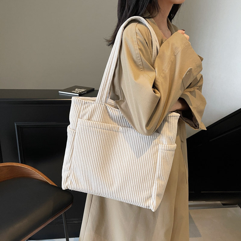 灯芯绒包包女大容量2025新款秋冬休闲单肩睿营 高级感通勤托特包,箱包皮具/热销女包/男包,托特包,淘宝优惠券,粉丝福利购,淘宝优惠卷