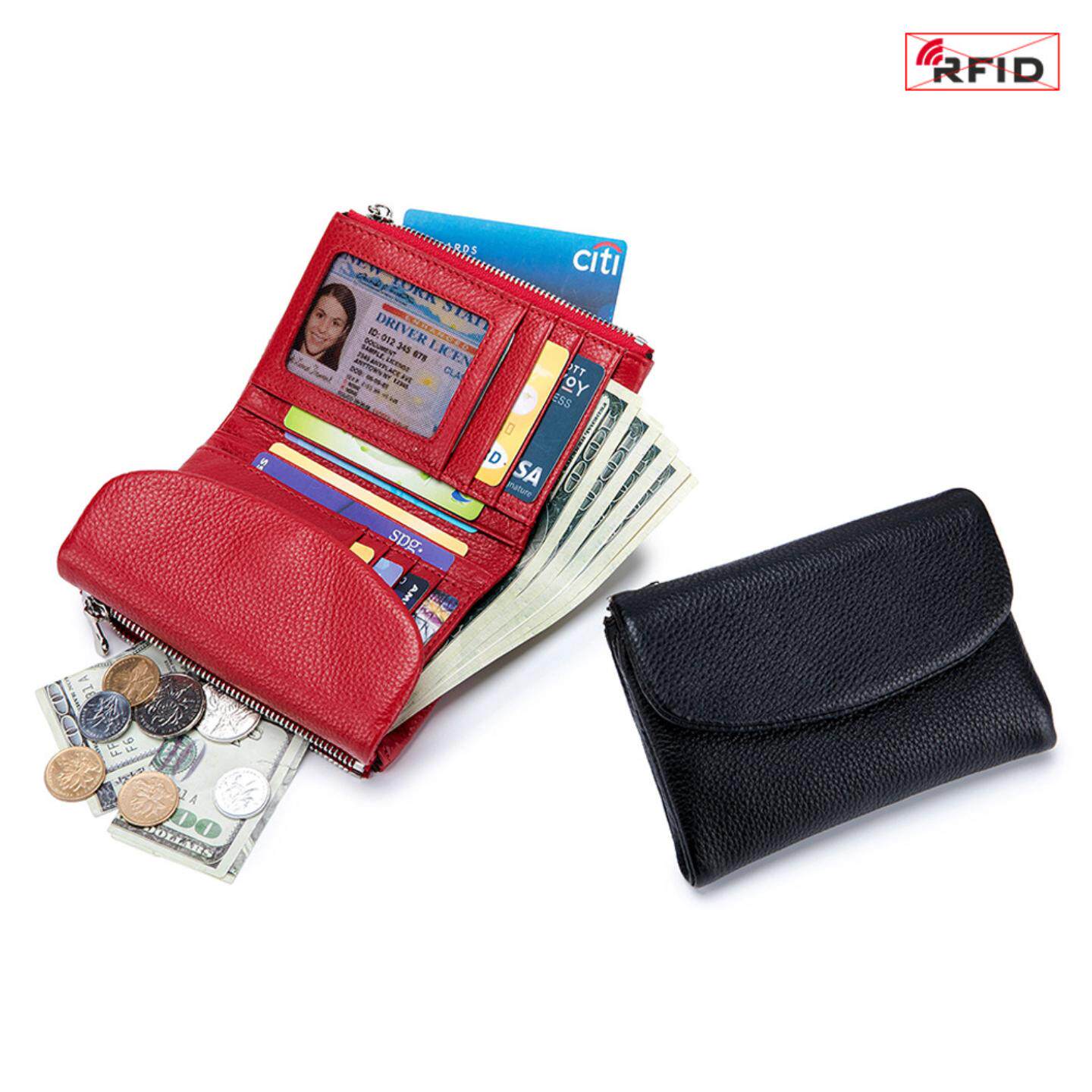 真皮时尚高级感短款女士钱包头层软牛皮质感防盗刷手拿包大容量