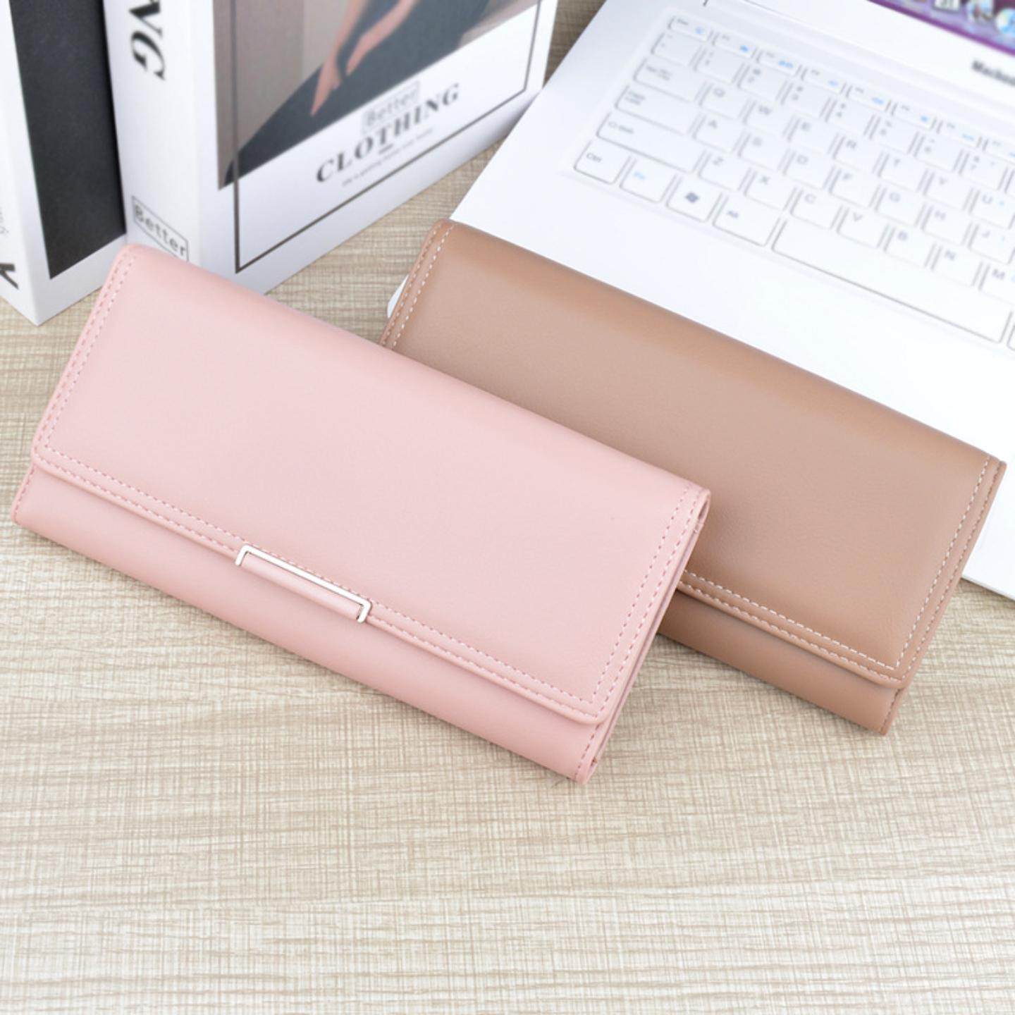 新款钱包女士长款多卡位钱夹软皮夹时尚简约三折叠大容量手拿包卡