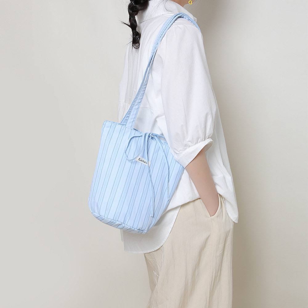 条纹帆布包韩系慵懒风女包