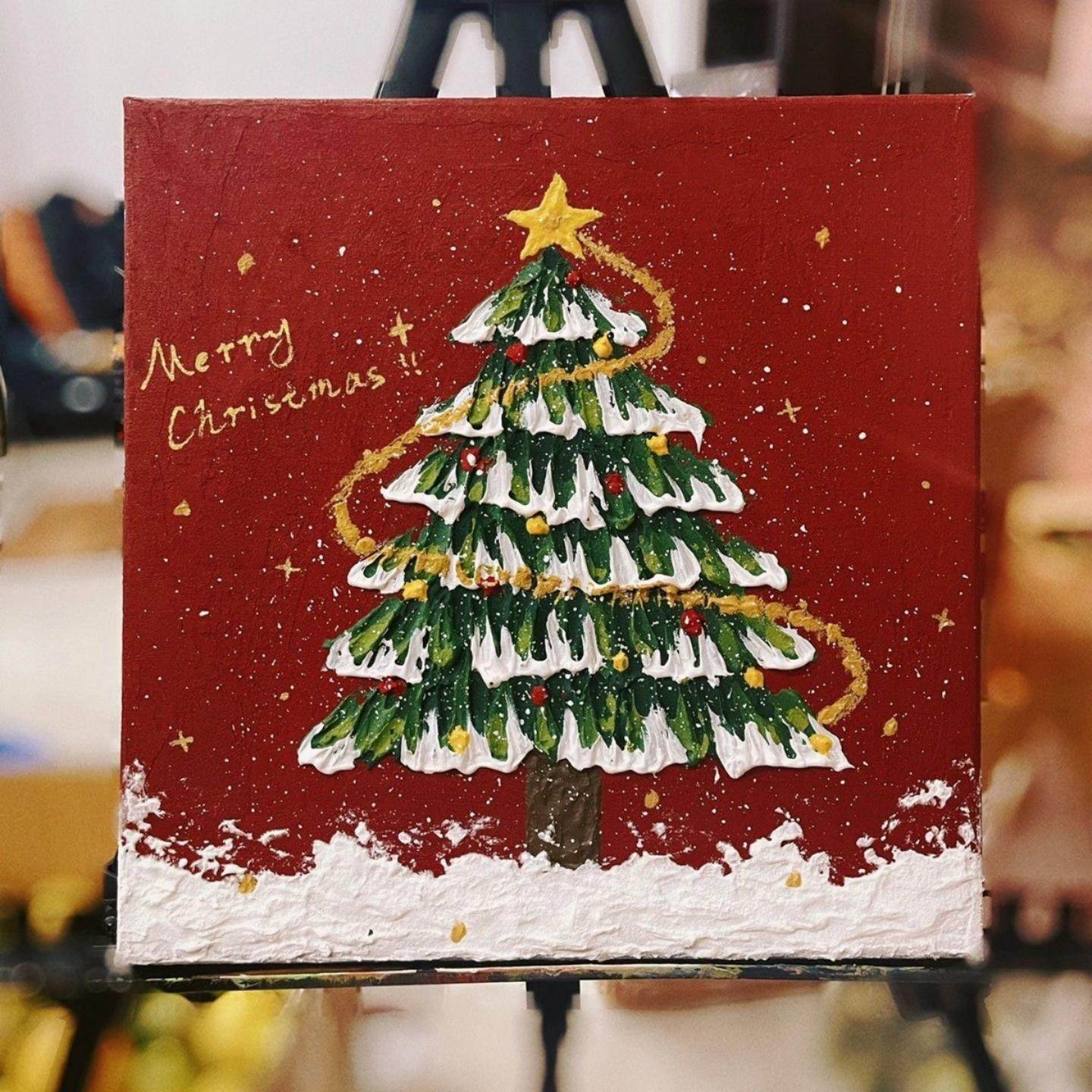 圣诞节肌理画diy材料包石英砂丙烯立体数字油画圣诞树手工装饰画,家居饰品,DIY/数字油画,淘宝优惠券,粉丝福利购,淘宝优惠卷