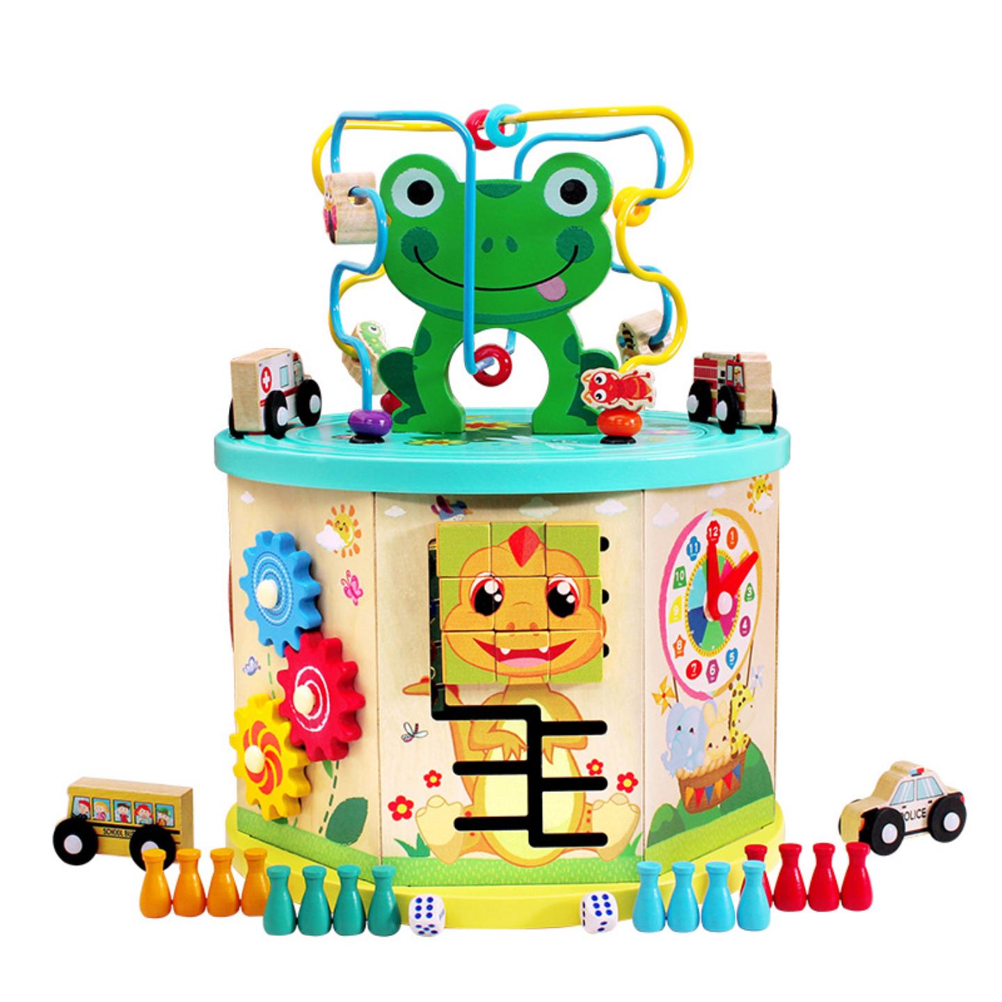 木制动物绕珠益智早教玩具