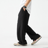 男夏季 款 轻薄裤 凉感冰丝休闲裤 子宽松直筒纯色基础百搭不易皱长裤