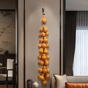 天然真葫芦挂件五福临门院门麻绳编织福禄工艺品玄关墙上装饰壁挂