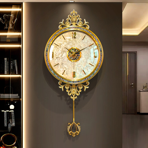 轻奢贝壳挂钟2024新款挂表挂墙客厅高级感高端大气时钟表现代简约