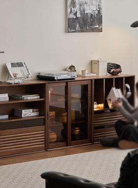 北美黑胡桃全木实AZY自由组合木书柜客落厅收纳柜子沙发边柜地电