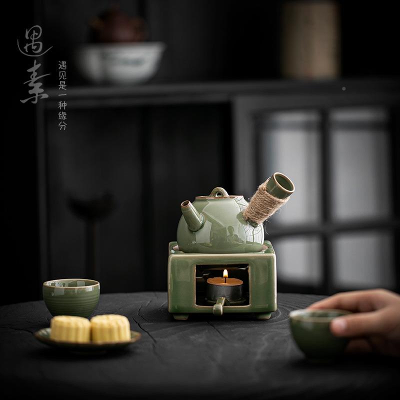 中式复古温茶炉茶壶套装茶器陶瓷家底用暖炉子蜡wclz-023温烛加热