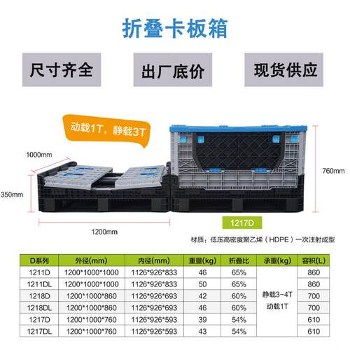 板1200大型BUR折卡箱网叠格大号折叠周转托箱盘塑料折叠卡板箱叉