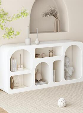 白色落地EGB式书柜9展示形架法式风格长0列CM拱陈柜