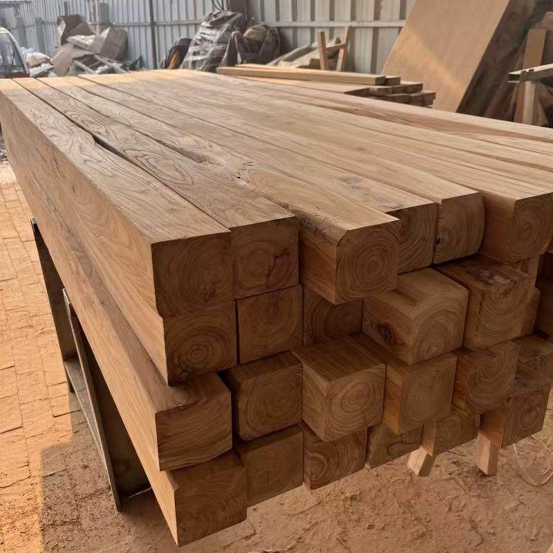老榆木木旧料方实木隔断木材方木立柱房梁木木木头方料OTP老木料