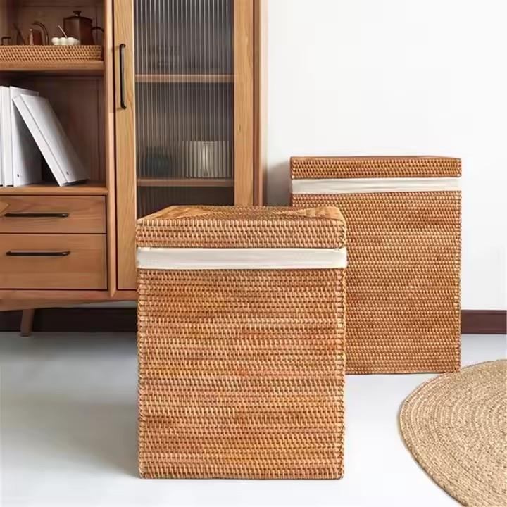 藤编收纳筐衣服收纳筐脏纳衣篓10720家物居玩具收箱大号编织篮子