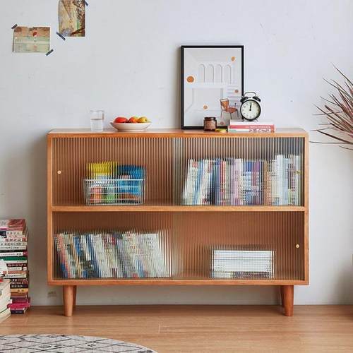 矮济儿童书架床头可柜落地式阳台收纳柜组装储物柜BMX移经动实木