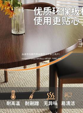 圆实木餐桌吃桌饭子桌家用中古风餐57560木桌胡桃带转盘颗粒板折