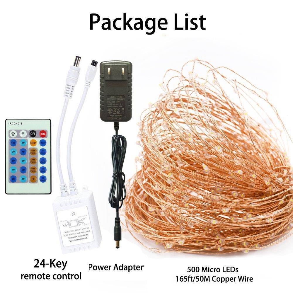 热50米500销ledMOK丝遥控铜灯串圣诞室内户外装饰铜灯线串