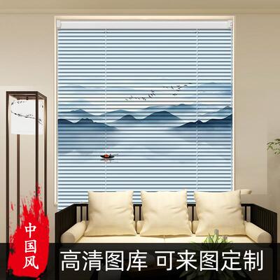 新款百叶帘2024铝合金办公室百遮光升图降卷帘窗ZGF001打孔案叶窗