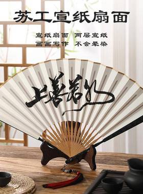 95合扇寸合金扇子中风宣纸国95寸森林空白子非钛金金属扇子古风折