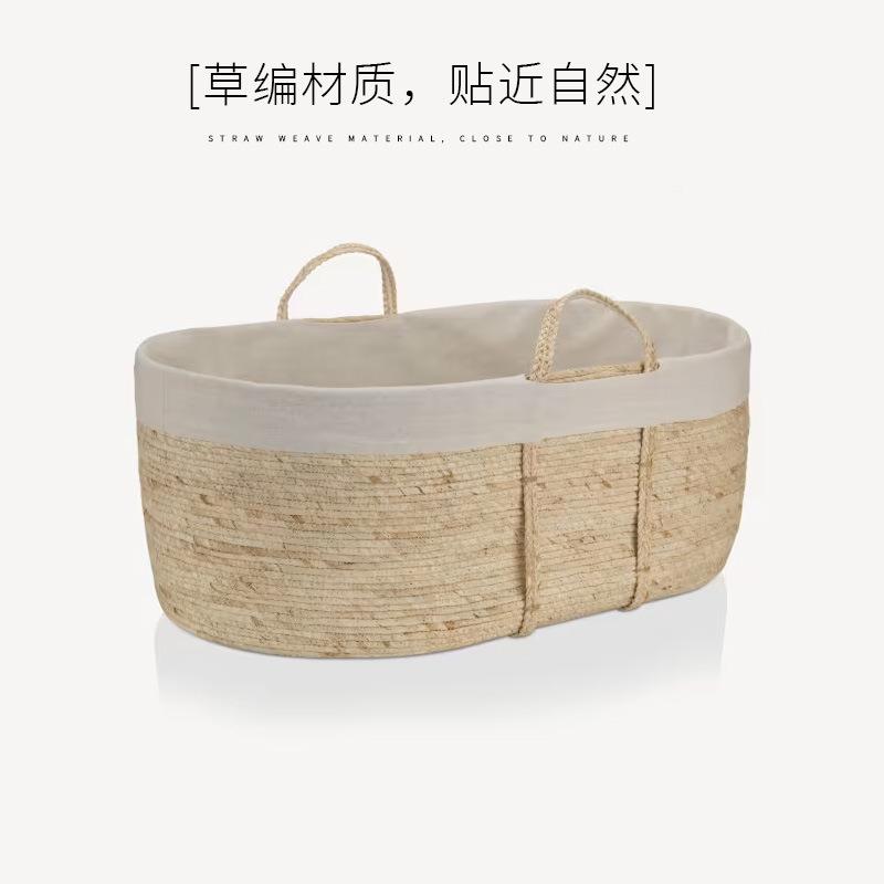玉米皮手婴儿床母婴草编snk039收纳篮多功能大号提婴儿织篮编子