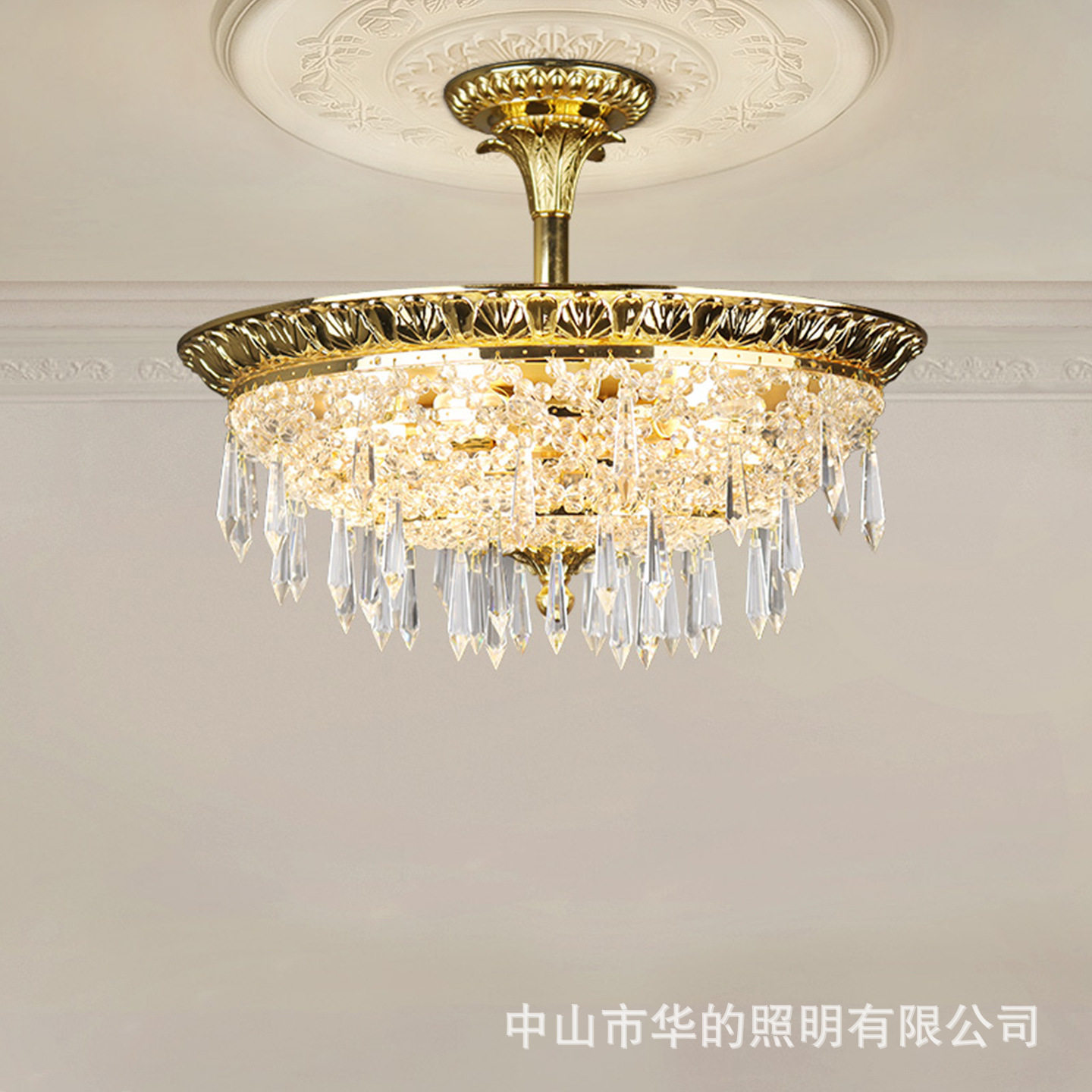 法式全铜水晶奢华复古吸顶灯