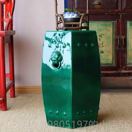 高档房景德坐镇新式陶瓷鼓凳凳 棱形方凉中墩 客厅书沙发边几古典