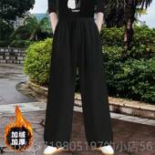 棉麻晨裤 男女伽亚麻武加绒灯笼裤 瑜健身术练 秋冬练加厚太极裤 新款