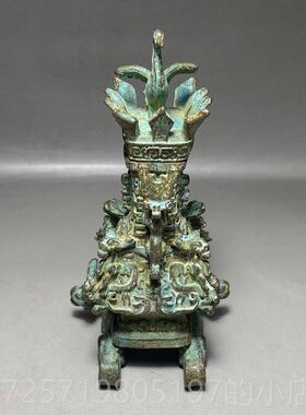 新款仿古春秋雅战汉青铜莲鹤方壶古朴典收公室办客厅装饰品摆件古