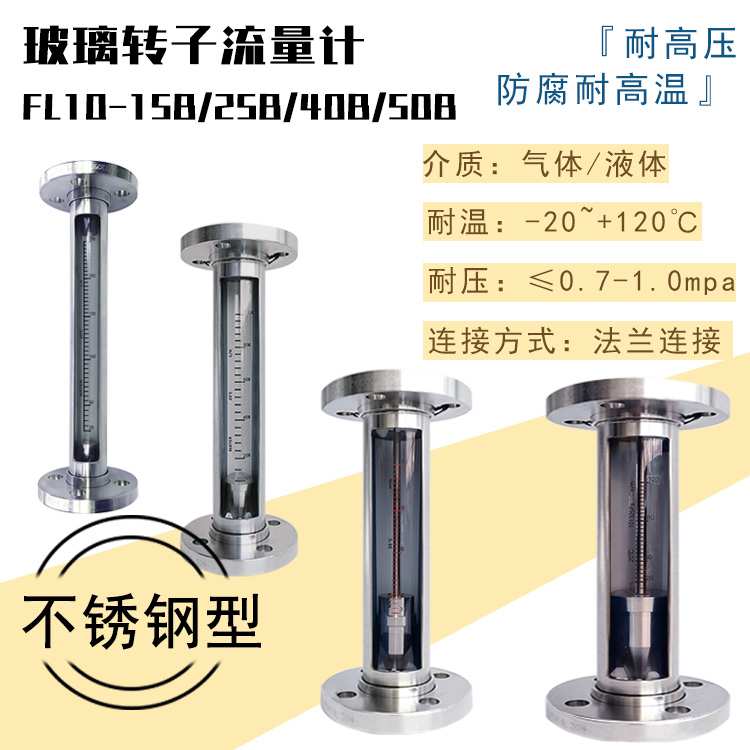 法兰连接304不锈钢防腐FL10玻璃转子流量计气体液体直观显示定 制