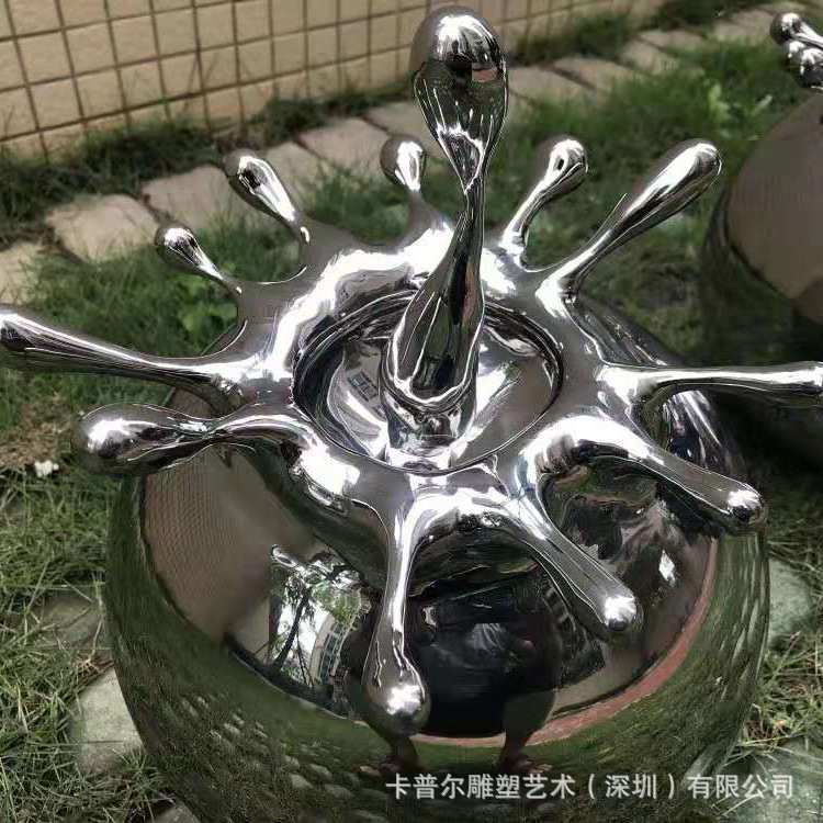 定制大型不锈钢抽象镜面水滴浪花水景观城市创意雕塑装饰摆件艺术