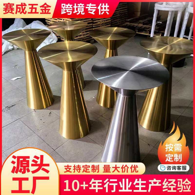 金色不锈钢蛋糕桌甜品台婚礼架子轻奢拉丝甜点桌边几展示台轻奢风