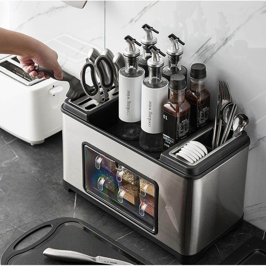 厨房塑料置物架筷子筒多功能台面调味家用收纳架用品不锈钢置物架