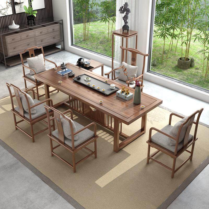 严选新中式实木茶桌全套家用功夫茶台茶楼喝茶桌子办公室接待会客