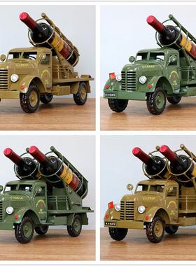 复古铁皮酒架军车模型家居摆件车模纸抽盒老式解放卡车创意装饰品