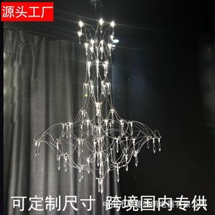 复式 饰展厅创意灯具 楼梯长水晶吊灯家用商用客厅餐厅样板间别墅装