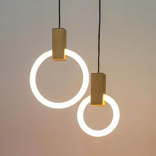 北欧样板房客厅别墅餐厅卧室床灯头组合个性光环旋转楼梯圆环吊灯