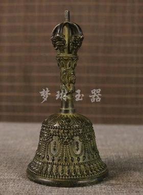 尼泊尔手工黄铜五股金刚铃杵大号响铜碰钟摇铃修法铃藏传密宗法器