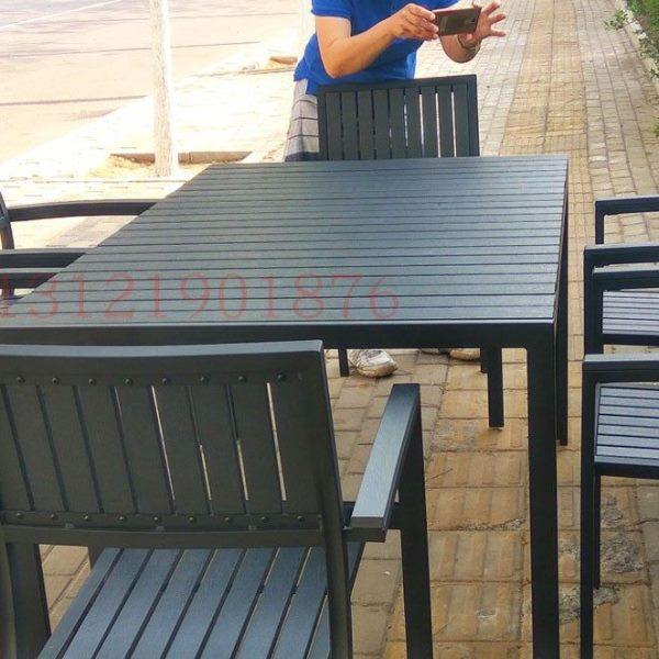 一桌六椅 阳台桌椅现代简约长桌塑木桌椅七件套花园庭院室外户外,住宅家具,餐桌+餐椅,淘宝优惠券,粉丝福利购,淘宝优惠卷