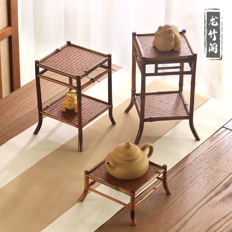 梅鹿竹兰花架RQN高低棚花几迷你四脚花架菖蒲茶棚桌面设架装饰竹