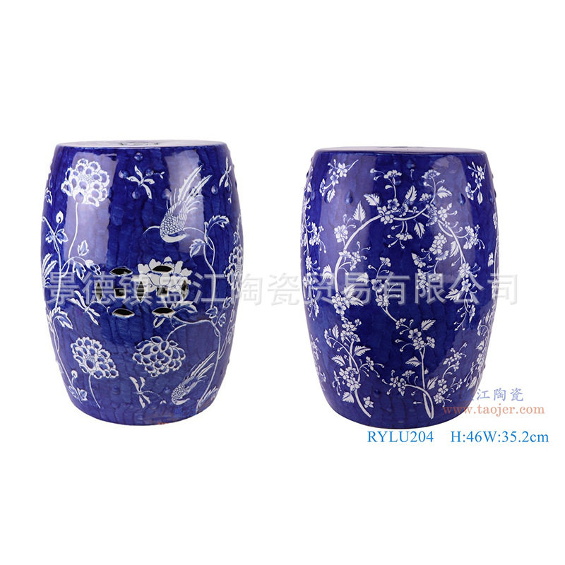 景德镇陶瓷手绘蓝底白花青花瓷鼓凳青花瓷墩瓷绣墩浴室陶瓷圆凳子