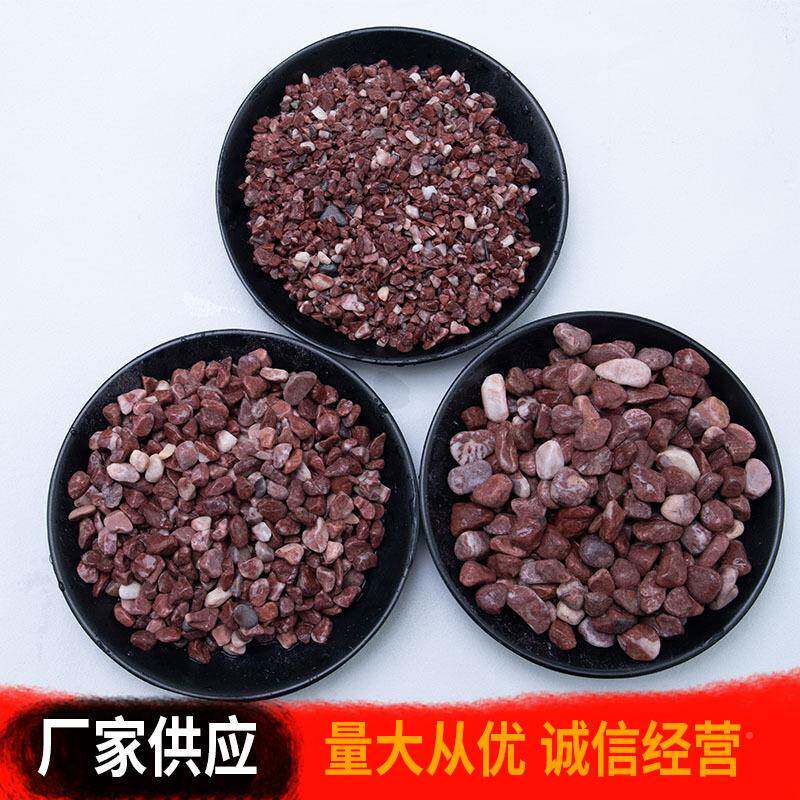 石日红色水洗园林装饰多肉花542盆铺洗米石式水磨小石子碎面石头