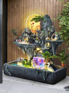 假山流tb-62409水喷泉鱼环店水客厅阳台鱼缸庭院循鱼池池公司酒招